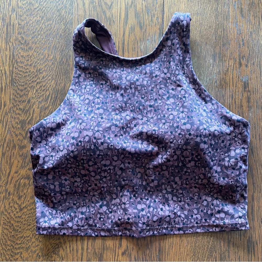Athleta Purple Floral High Neck Bikini Top